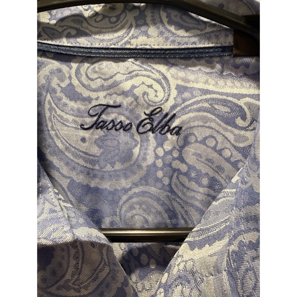 Tasso Elba Paisley Button Up Shirt Men's Size Small Blue Long Sleeve NEW - Picture 2 of 5